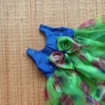 Light Green & Navy Blue Organza Frock (Festive Edits)