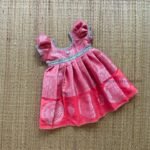 Silver Zari Semi Banarasi Pattu Frock - Flamingo Peach (Ready to Dispatch)