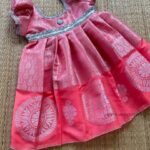 Silver Zari Semi Banarasi Pattu Frock - Flamingo Peach (Ready to Dispatch)