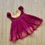 Sungudi Cotton Frock - Maroon Color-Puff Sleeves (Ready to Dispatch)