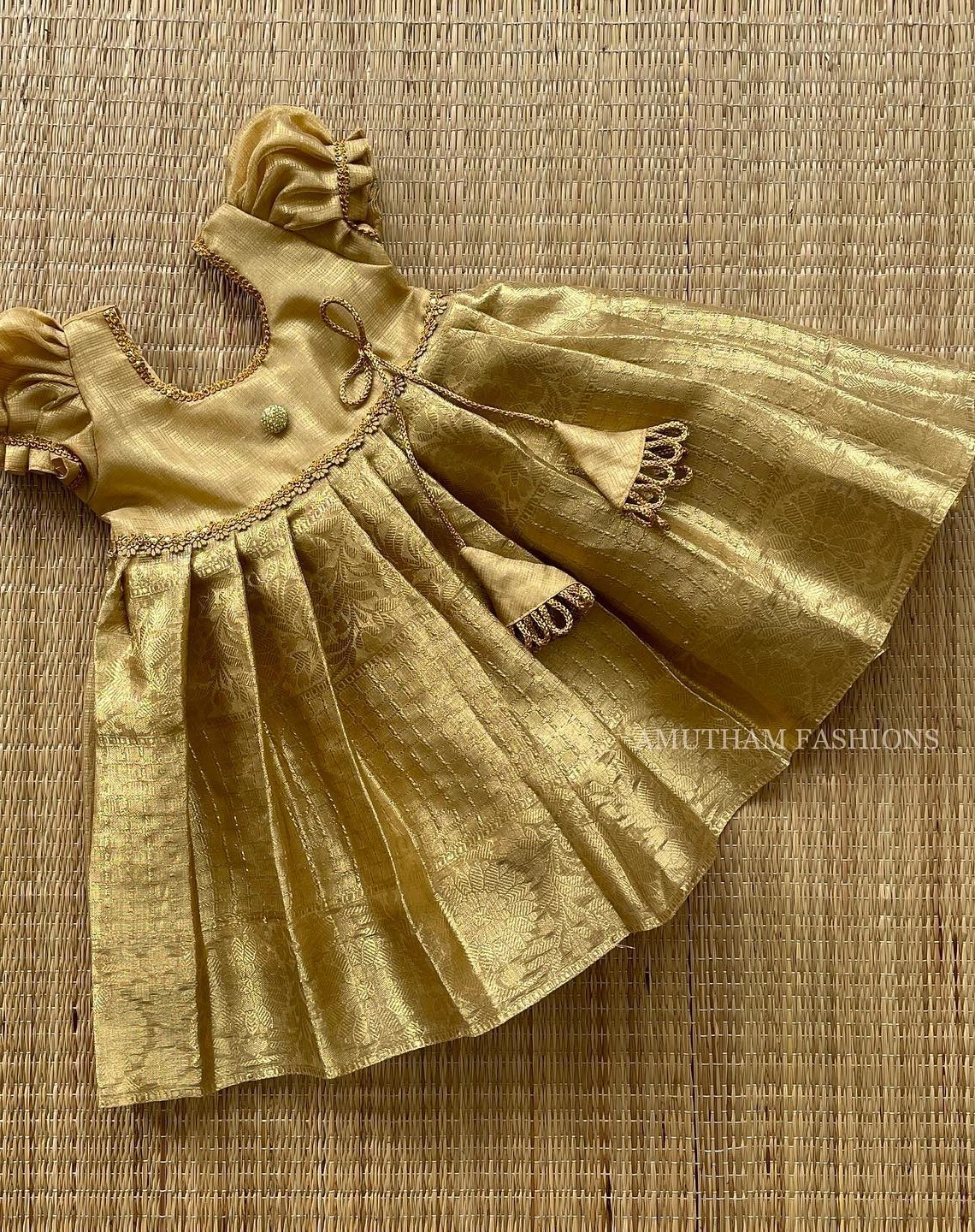 Golden color best sale baby frock