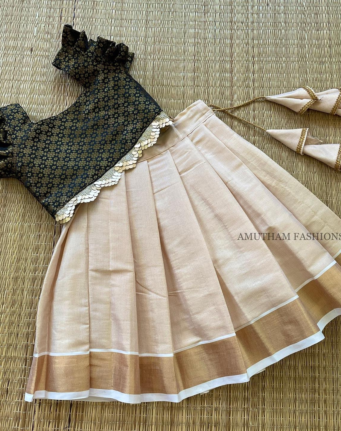 Buy Nila Girls South Indian Tradition Plain Cotton Pattupavada Lehenga  Choli Dress (12-18 Months) at Amazon.in