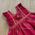 Punch Pink Side Frills Brocade Pattu Frock (Pre Booking)
