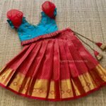 Chilli Red & Pastel Green Kanchipuram Pattu Paavadai & Sattai (Pre Booking)