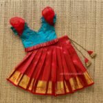 Chilli Red & Pastel Green Kanchipuram Pattu Paavadai & Sattai (Pre Booking)