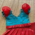 Chilli Red & Pastel Green Kanchipuram Pattu Paavadai & Sattai (Pre Booking)