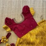 Mustard Yellow & Maroon Combo Banarasi Pattu Paavadai & Sattai (Pre Booking)