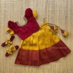 Mustard Yellow & Maroon Combo Banarasi Pattu Paavadai & Sattai (Pre Booking)