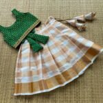 Green Color & Golden Zari Checked Pattern Kerala Kasavu Paavadai & Sattai (Pre Booking)