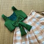 Green Color & Golden Zari Checked Pattern Kerala Kasavu Paavadai & Sattai (Pre Booking)