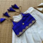 Ink Blue Color & Golden Zari Kerala Kasavu Paavadai & Sattai (Pre Booking)