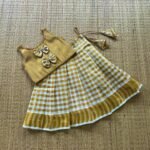 Golden Color & Checked Pattern Golden Zari Tissue Silk Paavadai & Sattai (Pre Booking)