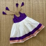 Voilet Color & Copper Zari Kerala Kasavu Frock (Pre Booking)
