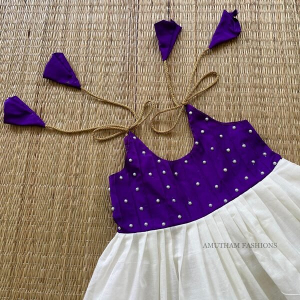 Voilet Color & Copper Zari Kerala Kasavu Frock (Pre Booking)