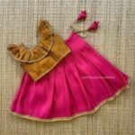 Mustard Yellow & Pink Brocade Pattu Paavadai & Sattai (Pre Booking)