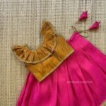 Mustard Yellow & Pink Brocade Pattu Paavadai & Sattai (Pre Booking)