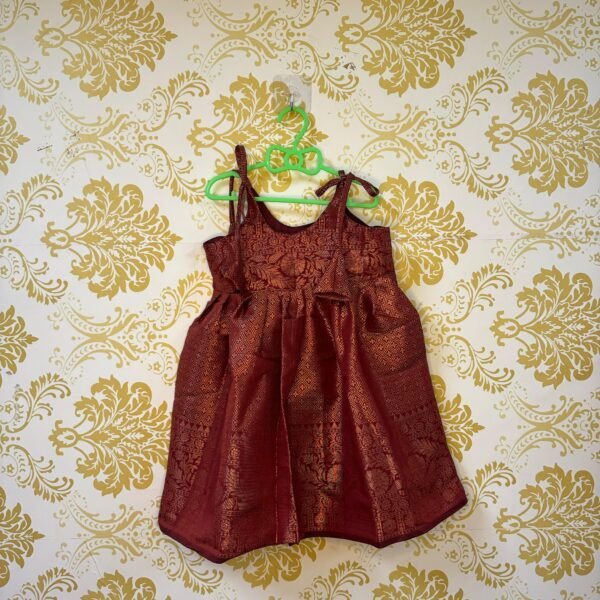 Maroon Color  Pattu Frock- with Border (Ready to Dispatch)