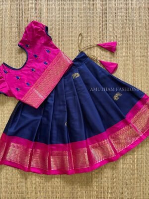 Pink & Dark Blue Combo Kadiyal Silk Paavadai & Sattai (Ready to Dispatch)