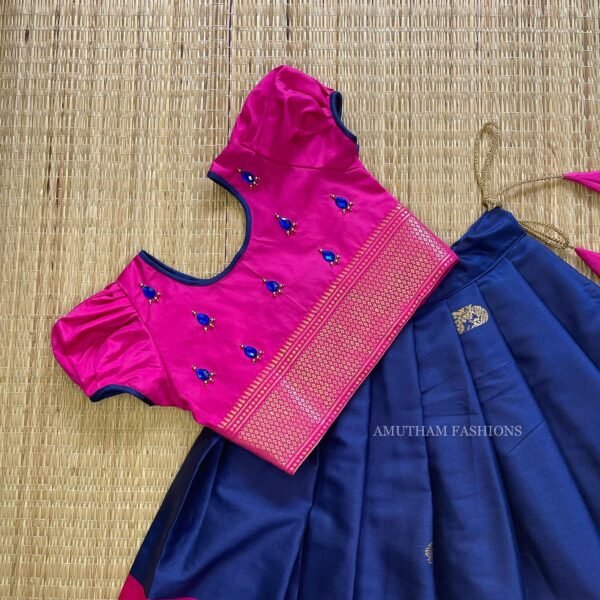 Pink & Dark Blue Combo Kadiyal Silk Paavadai & Sattai (Ready to Dispatch)