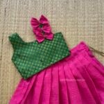 Kora Muslin Silk Paavadai & Sattai – Pink & Leaf Green (Pre Booking)