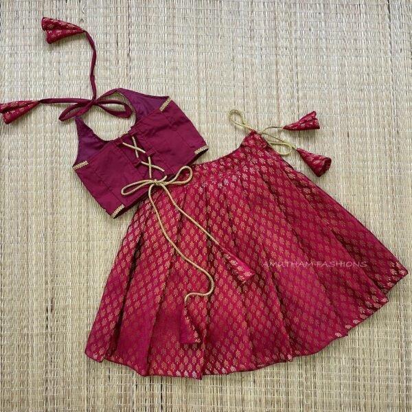 Maroon Brocade Silk Paavadai & Sattai  (Pre Booking)
