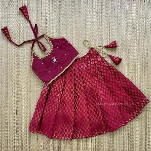 Maroon Brocade Silk Paavadai & Sattai  (Pre Booking)