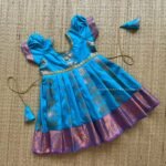 Light Blue Semi Kanchipattu Frock  (Ready to Dispatch)