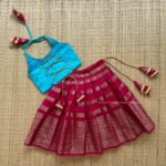 Maroon & Light Blue Green Shade Banarasi Pattu Paavadai & Sattai  (Ready to Dispatch)