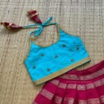 Maroon & Light Blue Green Shade Banarasi Pattu Paavadai & Sattai  (Ready to Dispatch)