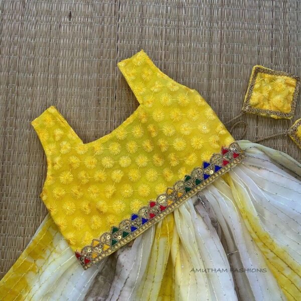 White & Light Yellow Combo Georgette Paavadai & Sattai (Pre Booking)
