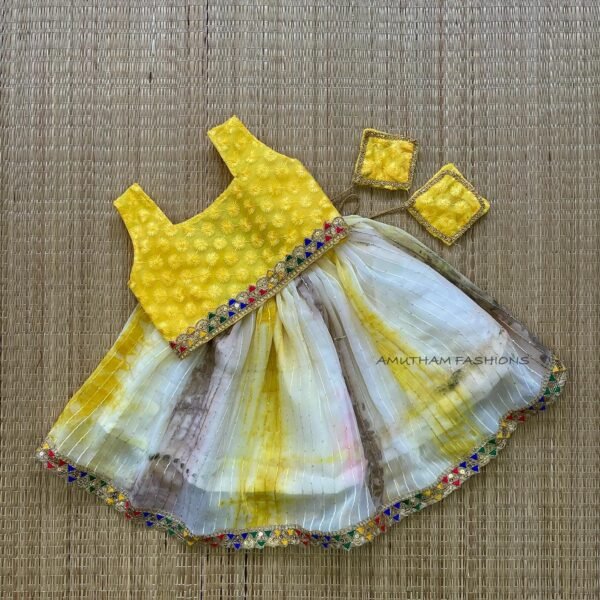 White & Light Yellow Combo Georgette Paavadai & Sattai (Pre Booking)