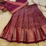 Copper Zari Weaving Deep Maroon Kanchi Pattu Paavadai & Sattai (Pre Booking)