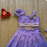 Pastel Purple Color Banarasi Pattu Paavadai & Sattai in Bandhani Print (Pre Booking)