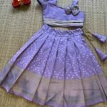 Pastel Purple Color Banarasi Pattu Paavadai & Sattai in Bandhani Print (Pre Booking)
