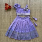 Pastel Purple Color Banarasi Pattu Paavadai & Sattai in Bandhani Print (Pre Booking)