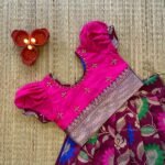 Floral Pattern Pure Litchi Silk Paavadai & Sattai – Wine Purple & Pink (Ready to Dispatch)