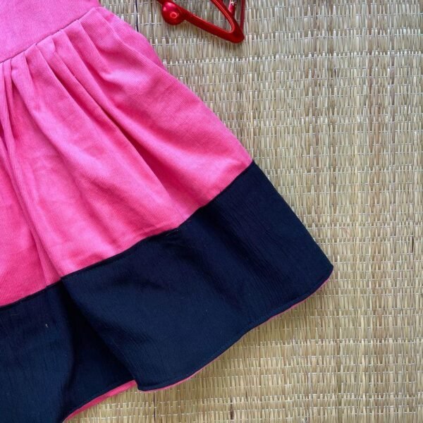 Pink & Black Combo Puff Sleeves Mini Frock (Jingle Bells Edits) - Pre Booking