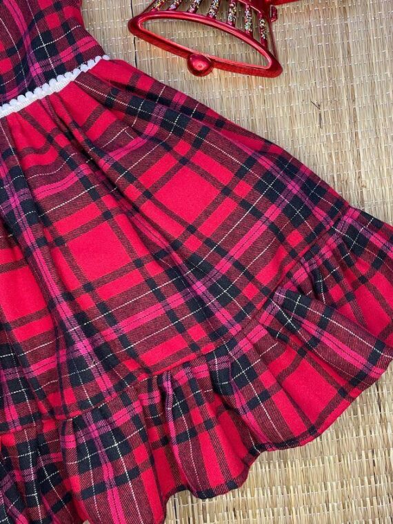 Aarika Kids Red & Black Checks Dress