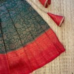 Dark Green & Red Combo Golden Zari Weaving Banarasi Kuberapattu Paavadai & Sattai (Ready to Dispatch)