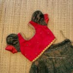 Dark Green & Red Combo Golden Zari Weaving Banarasi Kuberapattu Paavadai & Sattai (Ready to Dispatch)