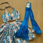 Tie & Die Knot type neck top & lehenga with Duppata (Blue Combo) (Pre Booking)