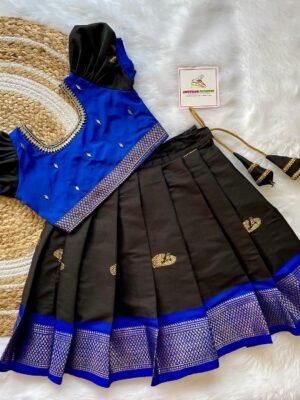 Black & Ink Blue Kadiyal Pattu Paavadai and Sattai (Ready to Dispatch)