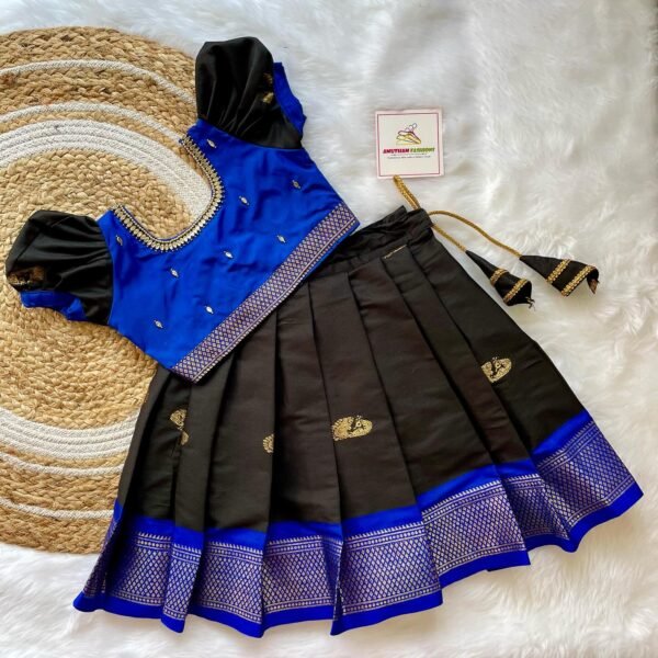 Black & Ink Blue Kadiyal Pattu Paavadai and Sattai (Ready to Dispatch)