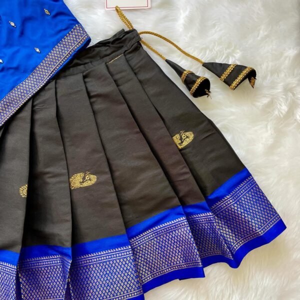 Black & Ink Blue Kadiyal Pattu Paavadai and Sattai (Ready to Dispatch)