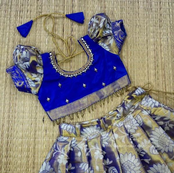 Rich & Premium Banaras Pattu Paavadai and Sattai - Blue Color (Ready to Dispatch)