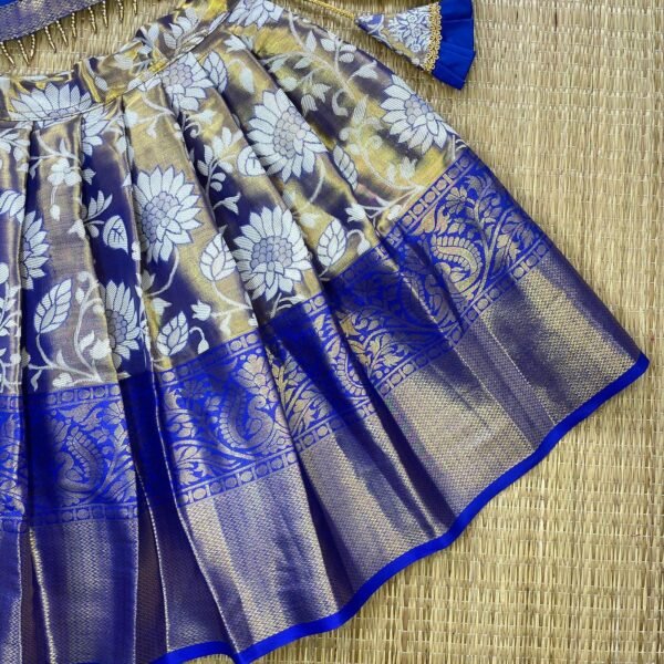 Rich & Premium Banaras Pattu Paavadai and Sattai - Blue Color (Ready to Dispatch)