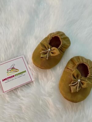 Handmade Baby Booties - Golden Color (New born to 9m Size) Model 1