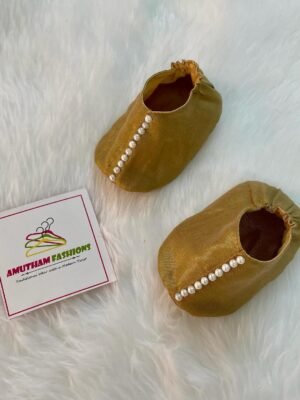 Handmade Baby Booties - Golden Color (New born to 9m Size) Model 4