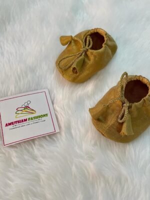 Handmade Baby Booties - Golden Color (New born to 9m Size) Model 3