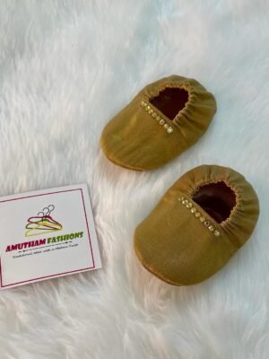 Handmade Baby Booties - Golden Color (New born to 9m Size) Model 2